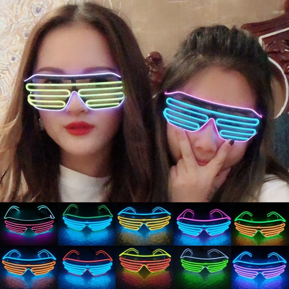 Glow In The Dark Party Glasses - Fashion Wireless LED Glowing Glasses Double