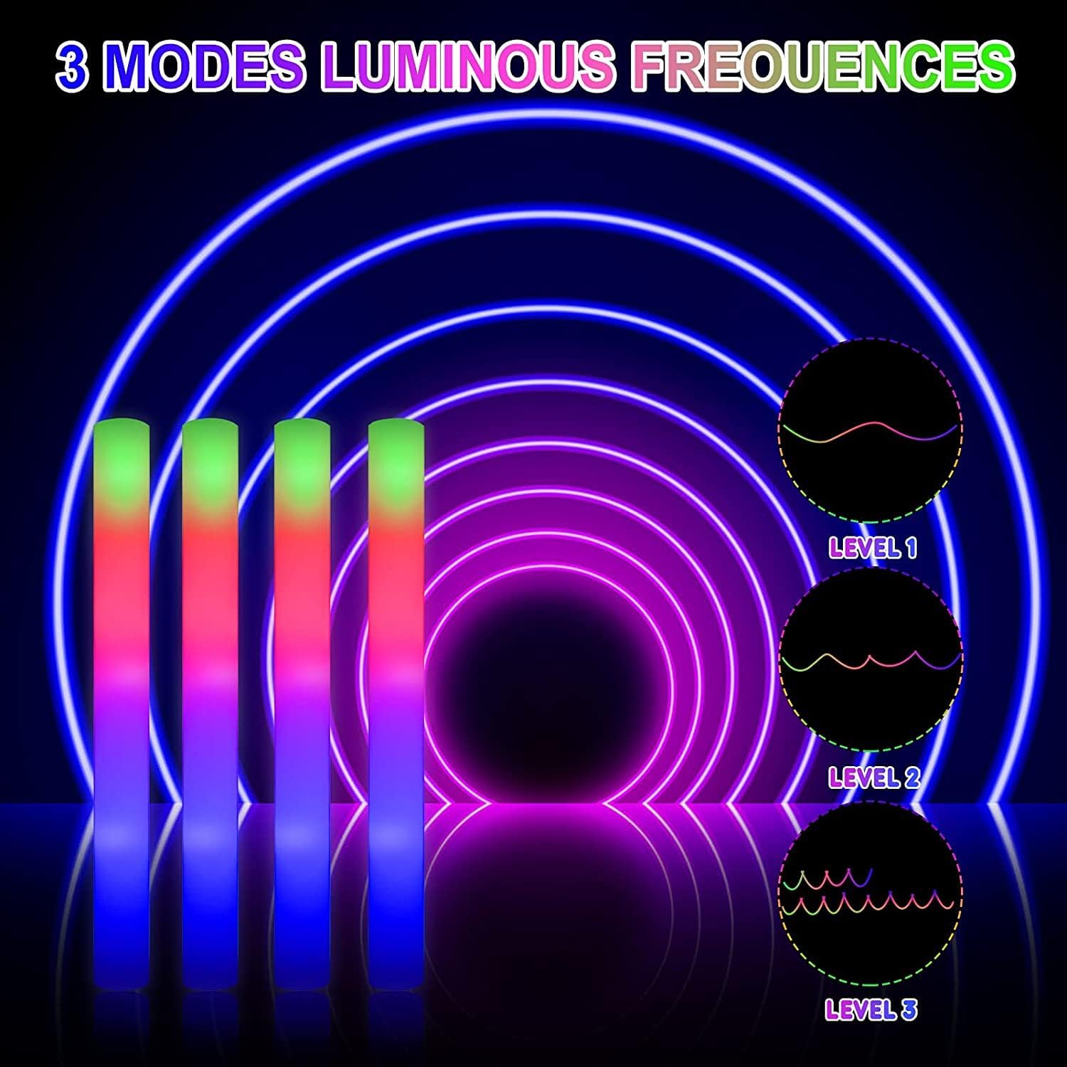 42Pcs Colorful RGB Glow Foam S - огляд і ціна Flashing Led Foam Sticks Party
