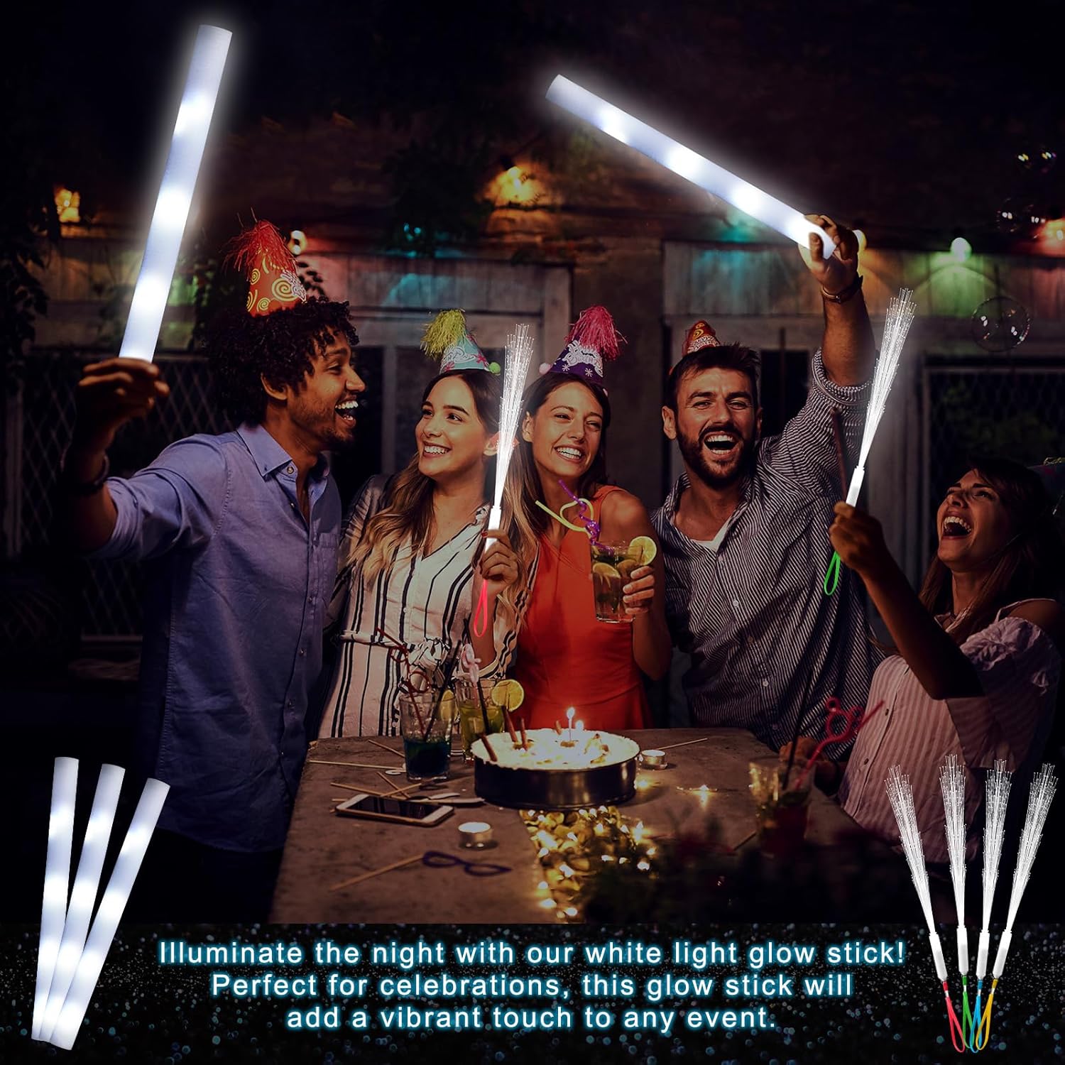 20pcs White Fiber Optic Wand L - огляд і ціна Flashing Led Foam Sticks Party